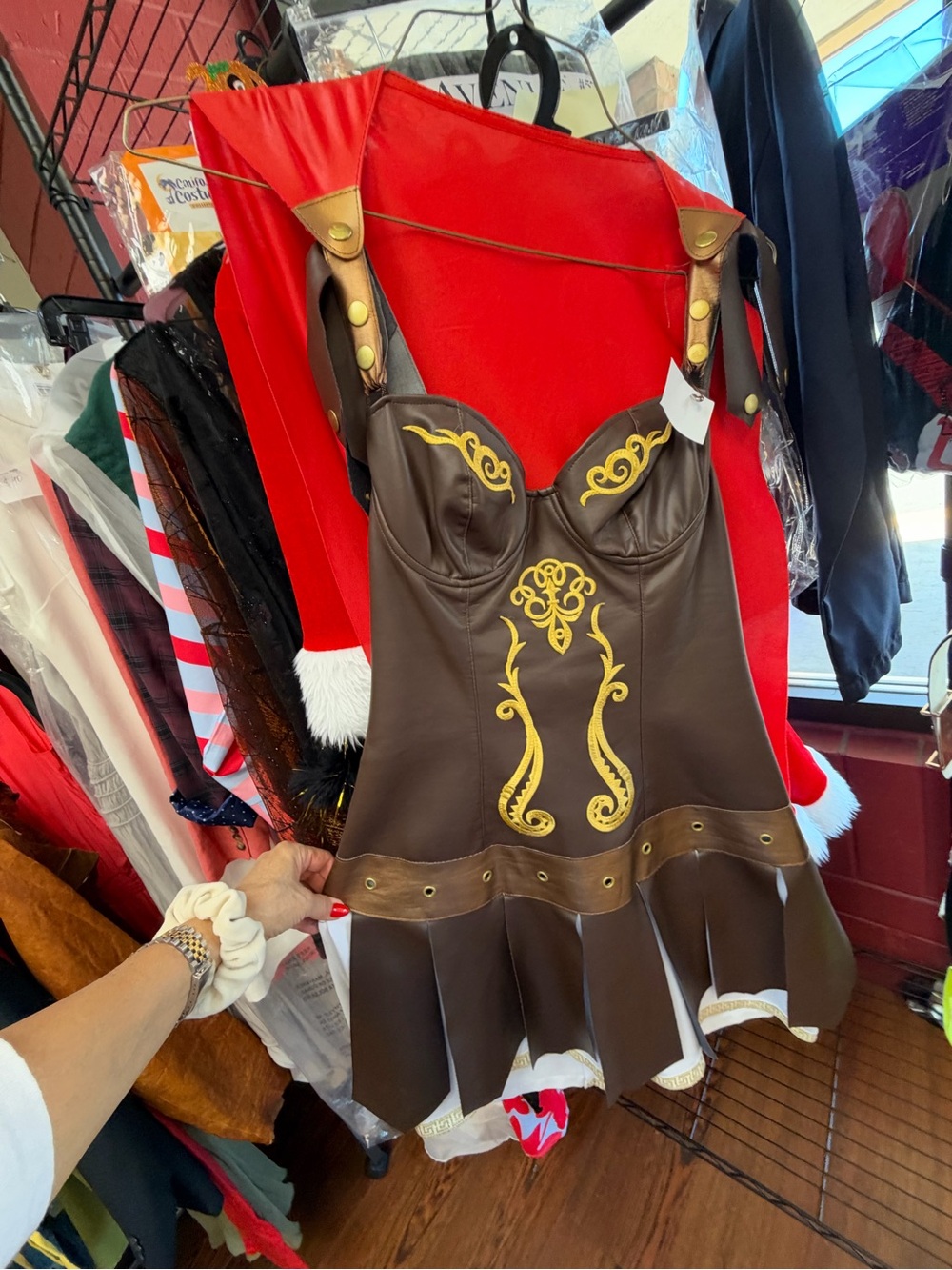 Kids Brown and Gold Warrior Costume Dress